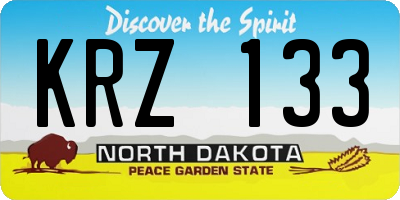 ND license plate KRZ133
