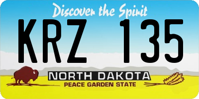 ND license plate KRZ135