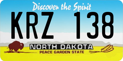 ND license plate KRZ138