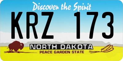 ND license plate KRZ173