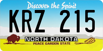 ND license plate KRZ215