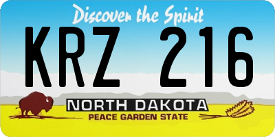 ND license plate KRZ216