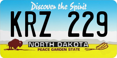ND license plate KRZ229