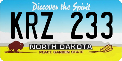 ND license plate KRZ233