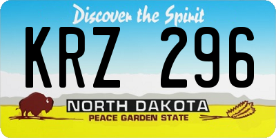 ND license plate KRZ296