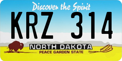 ND license plate KRZ314
