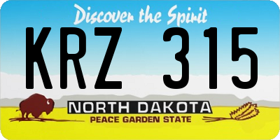 ND license plate KRZ315