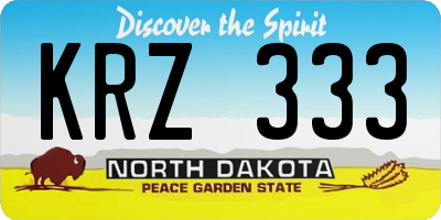 ND license plate KRZ333