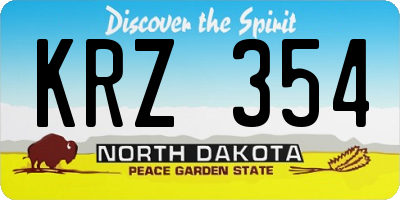 ND license plate KRZ354