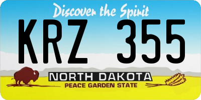 ND license plate KRZ355