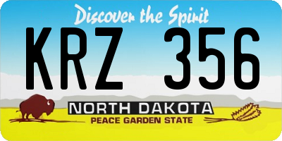 ND license plate KRZ356