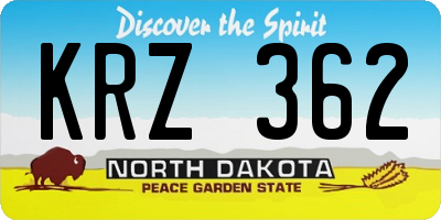 ND license plate KRZ362