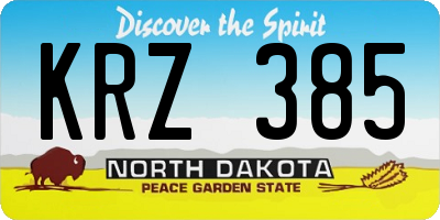 ND license plate KRZ385