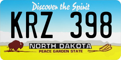 ND license plate KRZ398
