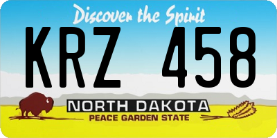 ND license plate KRZ458