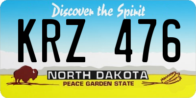 ND license plate KRZ476