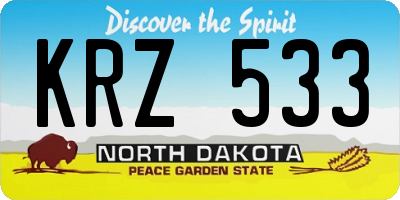 ND license plate KRZ533