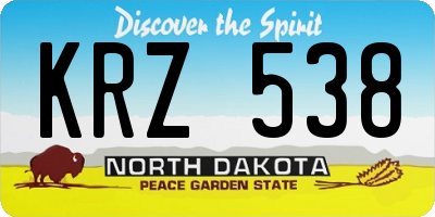 ND license plate KRZ538