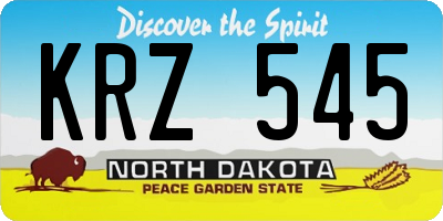 ND license plate KRZ545