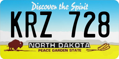 ND license plate KRZ728