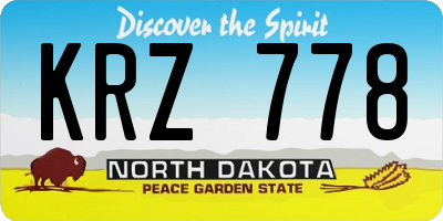 ND license plate KRZ778