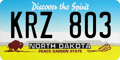 ND license plate KRZ803
