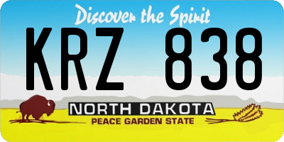 ND license plate KRZ838