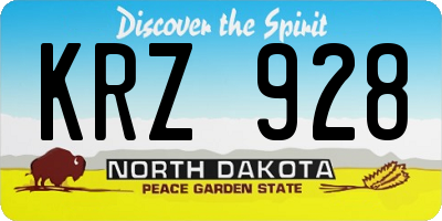 ND license plate KRZ928