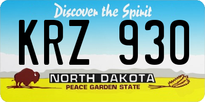 ND license plate KRZ930