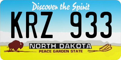 ND license plate KRZ933