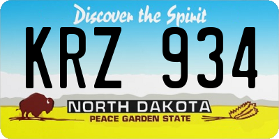 ND license plate KRZ934