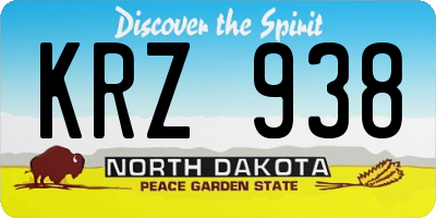 ND license plate KRZ938