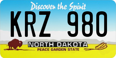 ND license plate KRZ980