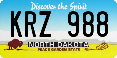 ND license plate KRZ988