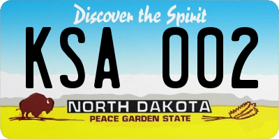 ND license plate KSA002
