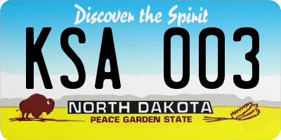 ND license plate KSA003