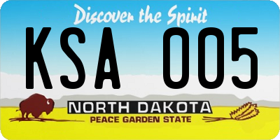 ND license plate KSA005