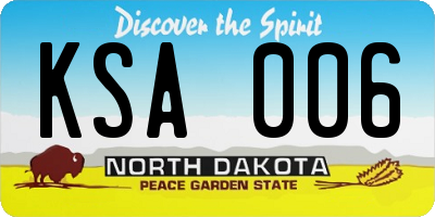 ND license plate KSA006