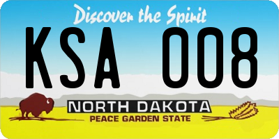 ND license plate KSA008