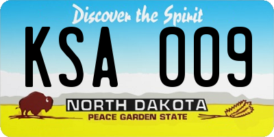 ND license plate KSA009