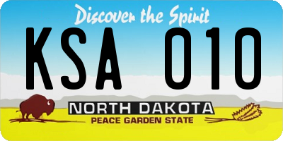 ND license plate KSA010