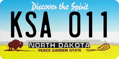 ND license plate KSA011