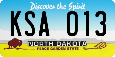 ND license plate KSA013
