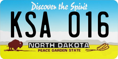 ND license plate KSA016