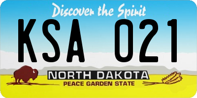 ND license plate KSA021