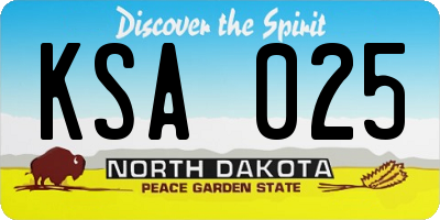 ND license plate KSA025