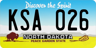 ND license plate KSA026