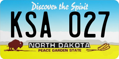 ND license plate KSA027