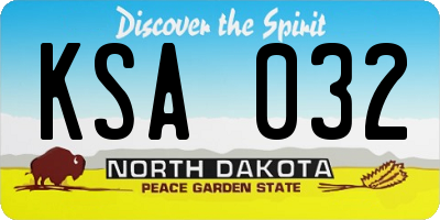 ND license plate KSA032