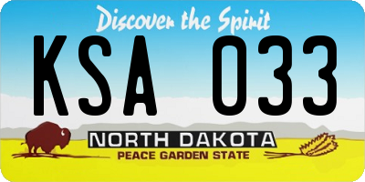 ND license plate KSA033
